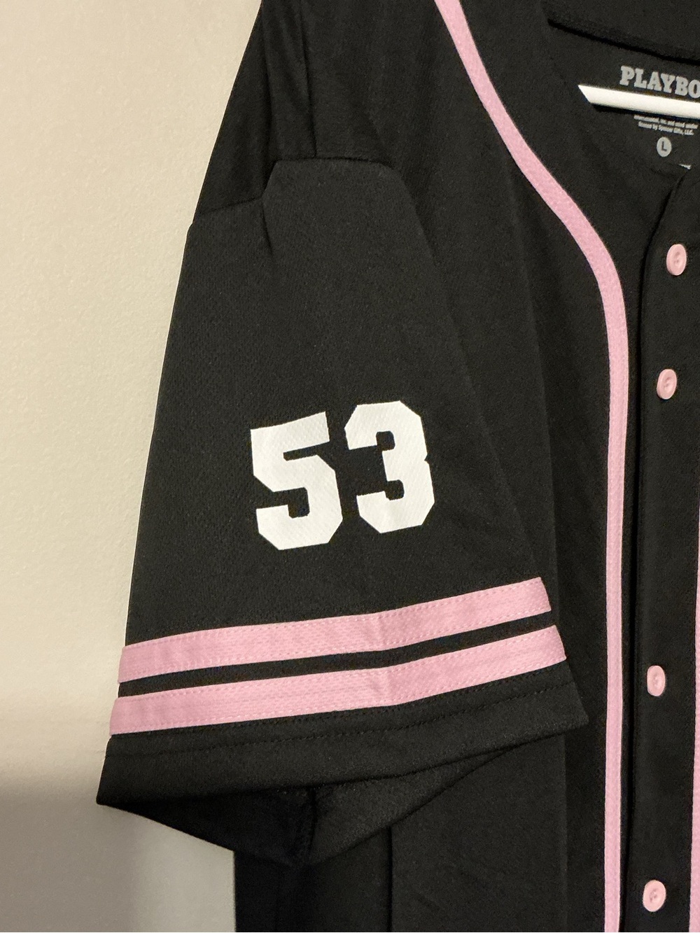 PLAYBOY Black Jersey with Pink Trim - Picture 4 of 9